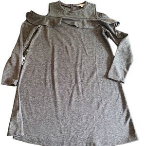 Loft NEW gray cold shoulder ruffle long sleeve tunic dress medium